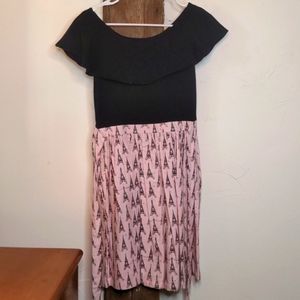 Fiveloaves Twofish Bow Waist Ruffle Neck dress